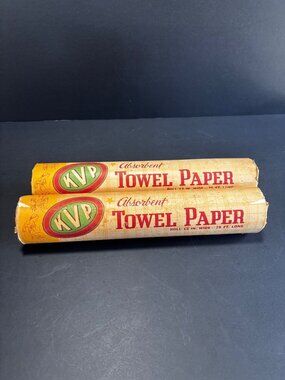 Vintage KVP Absorbent Towel Paper Rolls Kalamazoo Michigan Set Of 2. Vintage 50s